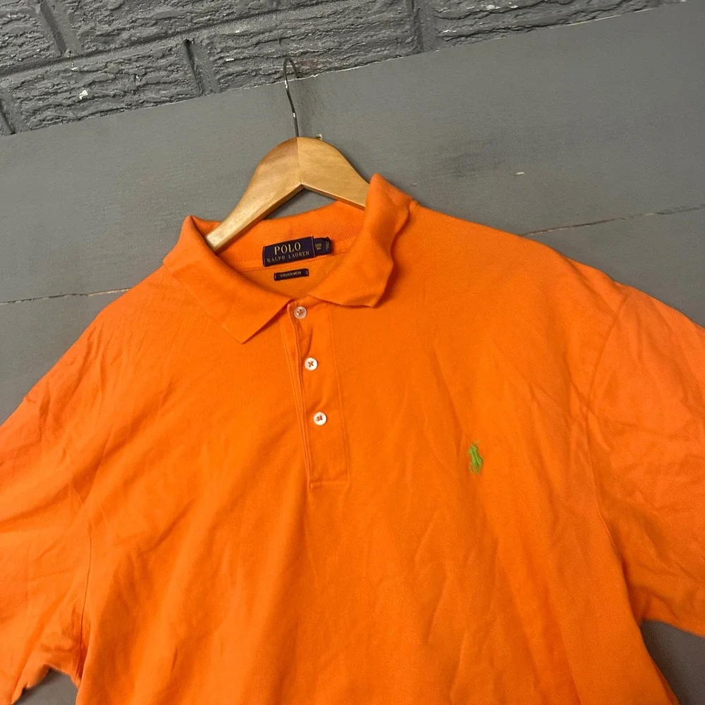 Polo Ralph Lauren Mens Orange Stretch Mesh Short Sleeve Polo Shirt 1XB Big